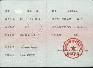 电子商务专业一级证书